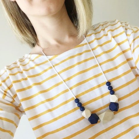 wearing navy ziggy necklace