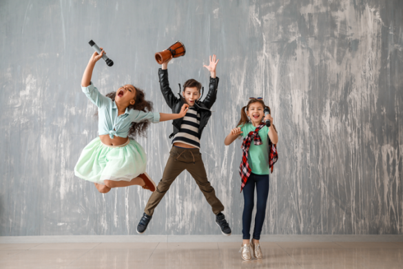 Kids singing and jumping