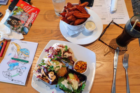 Trio of tacos and sweet potato fries at Bundeena CSC