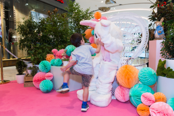 Child meeting the easter bunny at Westfield Miranda