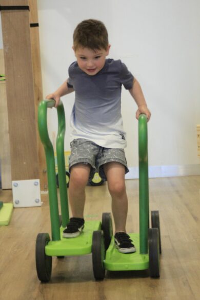 child using physio equipment