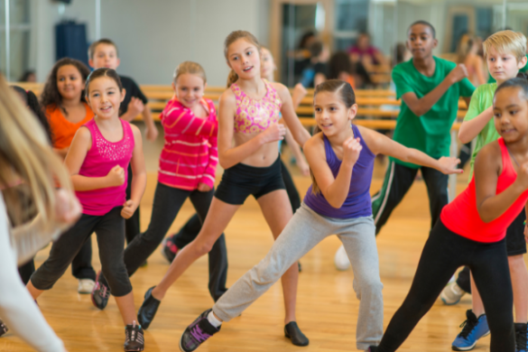 Kids dancing in a group